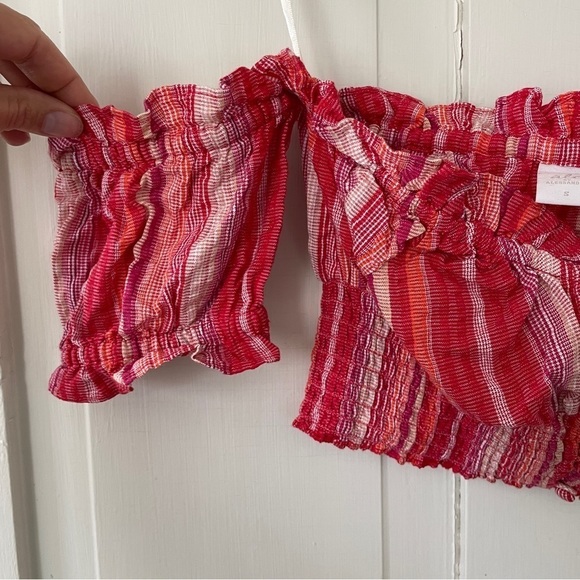 Ale by Alessandra Red, Orange, White Cropped Off The Shoulder Paulita Top - Picture 7 of 12